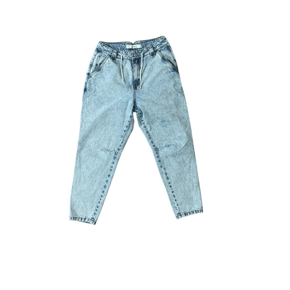 Blue Ankle Cropped High-Waisted Jeans